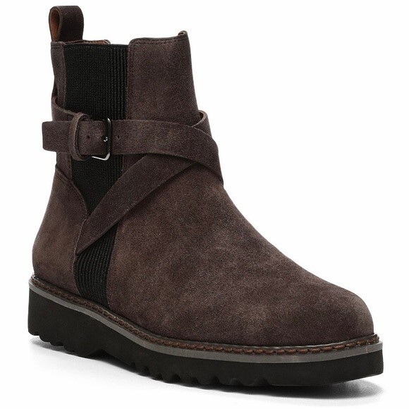 NIB NWT Pliner Suede Ankle Boots Booties Captain Chunky Lug Sole Moto Brown 11 - Picture 1 of 4